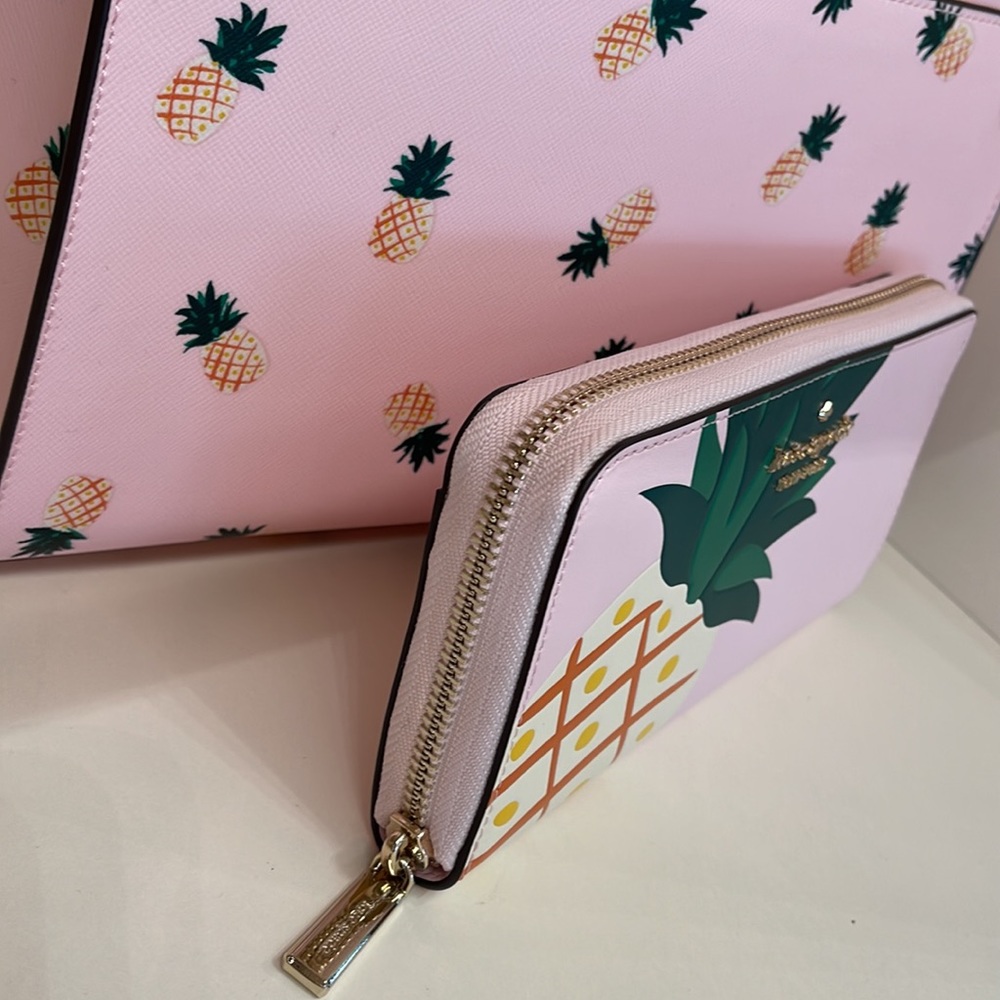 Kate Spade Pineapple Large Continental Wallet Pink Multi - Picture 11 of 16